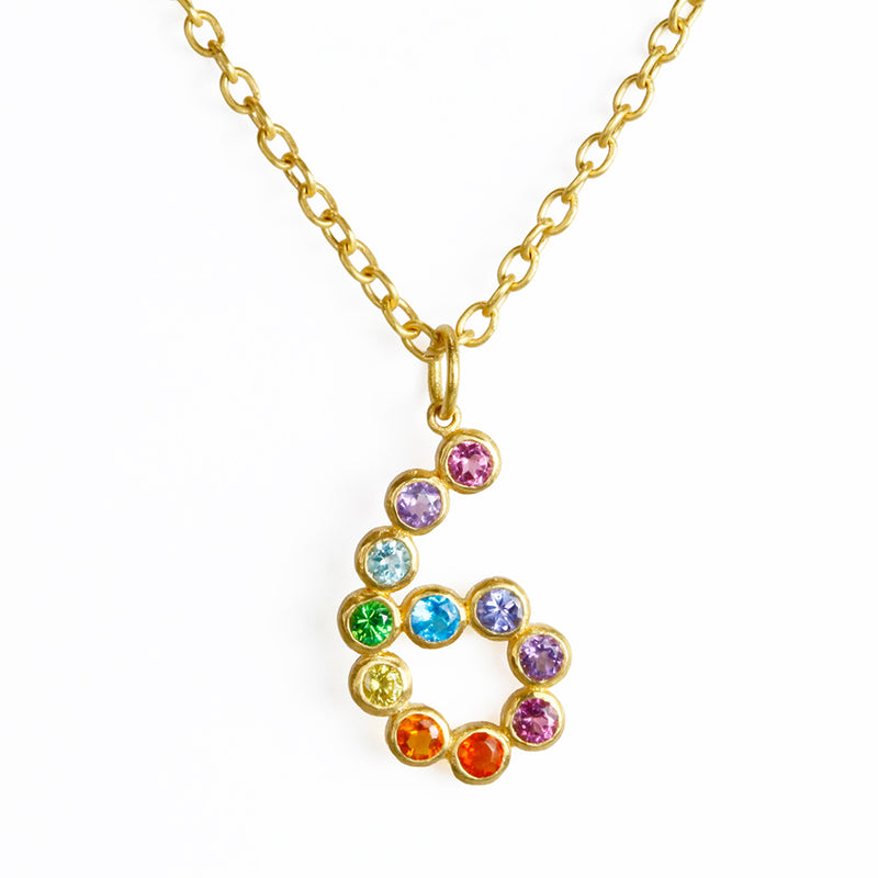 マルチカラー "ボリウッド" ナンバー "6" ペンダント MULTICOLORED