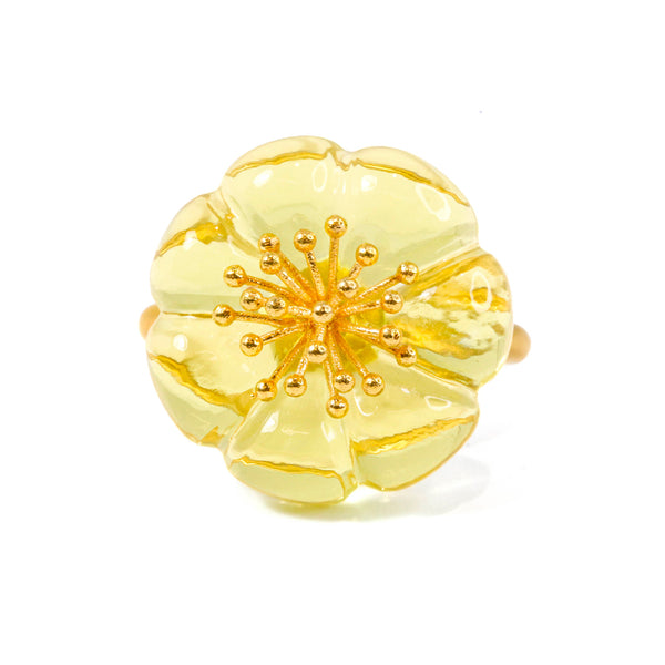 レモンクォーツ スモール "プラム・ブロッサム" リング LEMON QUARTZ