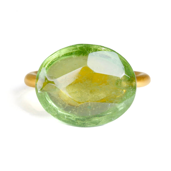 マリーエレーヌ-ドゥ-タイヤック-カボション-リング-グリーン-トルマリン-ゴールド