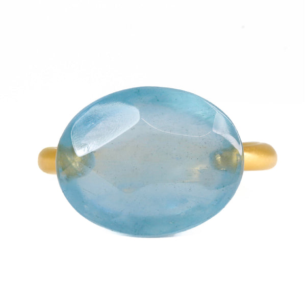 ミルキーアクアマリン "カボション" リング MILKY AQUAMARINE