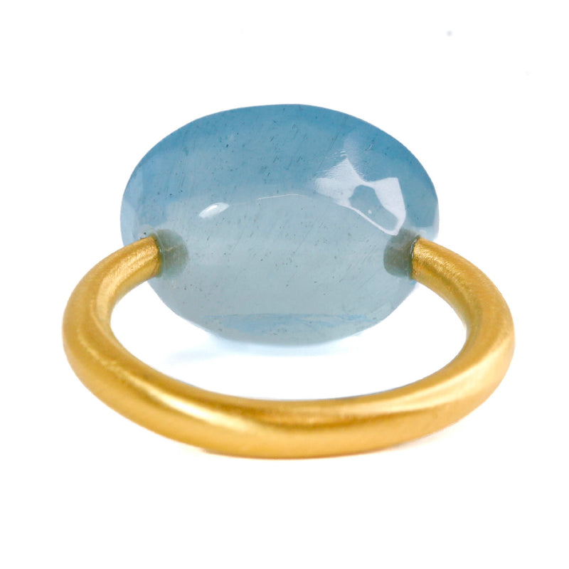 ミルキーアクアマリン "カボション" リング MILKY AQUAMARINE