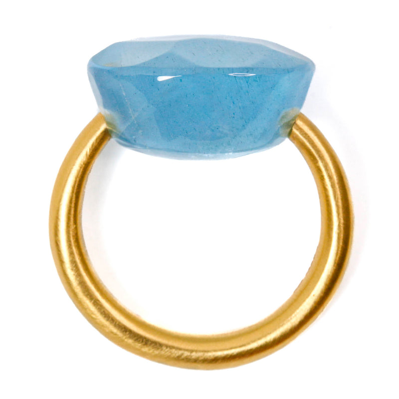 ミルキーアクアマリン "カボション" リング MILKY AQUAMARINE