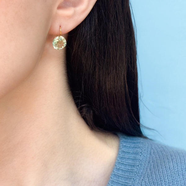 グリーンクォーツ ＆ アパタイト "ラウンド・ジェム" ピアス GREEN QUARTZ & APATITE