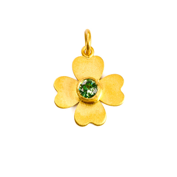 ツァボライト "クローバー" ペンダント チャーム TSAVORITE