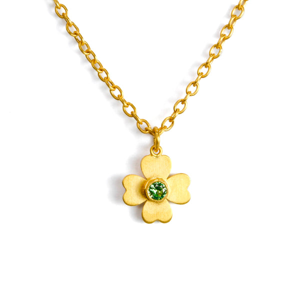 ツァボライト "クローバー" ペンダント チャーム TSAVORITE