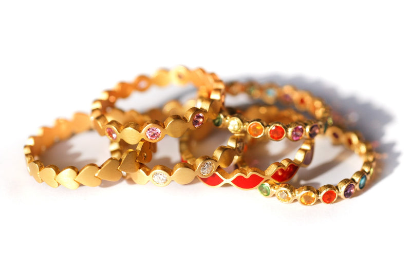 レッド・エナメル "テンダー・キス" リング  RED ENAMEL GOLD